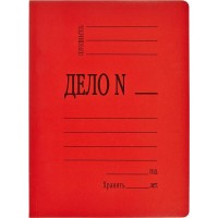 Скоросшиватель картонный "ДЕЛО №", формат А4, мелованный картон, цвет красный, ширина корешка 20мм, плотность 300 г/м
