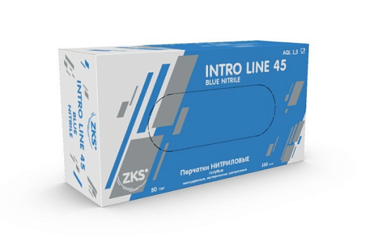 Перчатки нитриловые 50 пар/ 100 шт S (7) / Intro Line 45 неопудренные голубые, предназначены для работы в пищевой, химической, медицинской отраслях. Вес пары - 9 г.