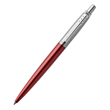 Ручка PARKER Jotter Essential K-63 Kensington Red СT M NEW, синий стержень, корпус: нержавеющая сталь/лак/хром, подарочная коробка