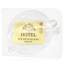 Одноразовый Косметический набор "HOTEL" в прозрачной упаковке.
Ватный диск- 2шт , Палочки - 4шт, Пилка для ногтей в и/у - 1шт   ЗАКАЗНАЯ ПОЗИЦИЯ