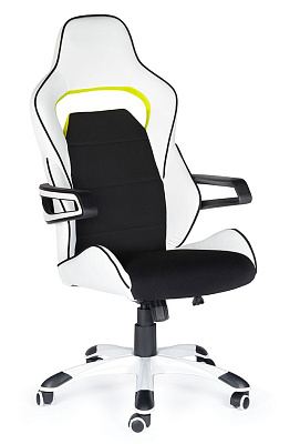 ОБНОВЛЕНИЕ КОЛЛЕКЦИИ. ГОРЯЩАЯ ЦЕНА! Кресло геймерское Джокер Z черная ткань/белая экокожа. Пластиковая крестовина.Механизм Топ-ган. Нагрузка до 120 кг.