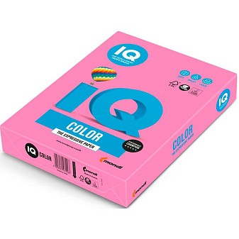 Бумага ЦО IQ COLOR формат А-4, плотность 80г/м2, 500 листов, неон, цвет розовый NEOPI