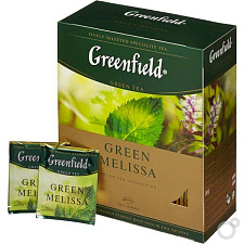 Чай "Greenfield "Green Melissa" зеленый 100 пакетиков с ярлычком по 1,5г в саше