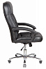 Кресло Т-9908AXSN-AB Black. Обивка - кожа, цвет черный. Пластиковые подлокотники с мягкими накладками. Хромированная крестовина. Механизм Топ-ган. Нагрузка: до 120 кг.