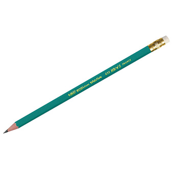 Карандаш чернографитный пластиковый "BIC "Evolution" Эко" HB" шестигранный с ластиком, заточенный