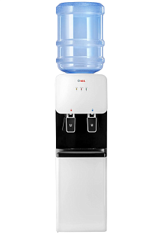 Кулер напольный компрессорное охлаждение AEL LC-AEL-85C white/black. Верхняя загрузка. Шкафчик на 7 литров, Краны "нажим чашкой". Размеры (ШхГхВ), мм: 270х295х850