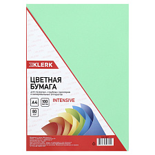 Бумага KLERK формат А-4, плотность 80 г/м2, 100 листов, цвет зеленый Интенсив