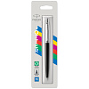 Ручка PARKER Jotter Essential Satin Black CT M, синий стержень, корпус: нержавеющая сталь/лак/хром,  блистер