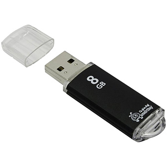 Флеш-носитель   8GB Smart Buy "V-Cut", USB 2.0, черный, корпус металл, предназначен для хранения и переноса цифровых данных. 