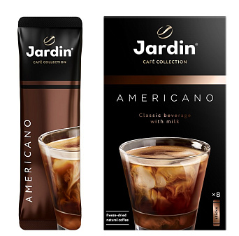 Кофе растворимый Jardin Americano 3 в 1. картонная коробка, 8 пакет-саше по18гр