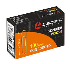 Скрепки  28 мм "Lamark" круглые, золотые 100 шт./уп.