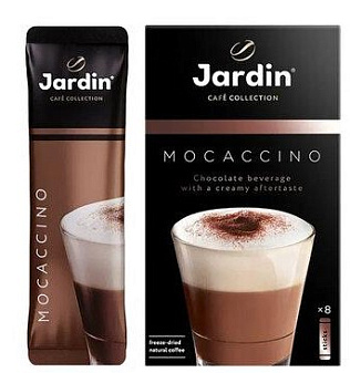 Кофе растворимый Jardin Mocaccino 3 в 1, картонная коробка, 8 пакет-саше по18гр