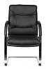 Кресло T-9927SL-LOW-V/BLACK низкая спинка. Обивка - черная кожа. Хромированные полозья. Нагрузка до 120 кг. Серия кресел: 40_314, 40_326  ЗАКАЗНАЯ ПОЗИЦИЯ