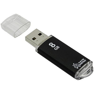 Флеш-носитель   8GB Smart Buy "V-Cut", USB 2.0, черный, корпус металл, предназначен для хранения и переноса цифровых данных. 