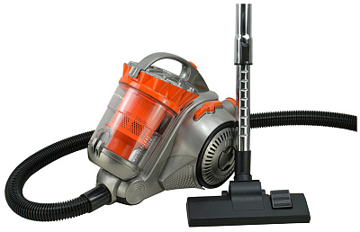 Пылесос SUPRA VCS-2424, мощность 2900Вт, сухая уборка, контейнер 3л., мощность всасывания 420Вт, регулятор мощности, телескопическая труба, цвет серый/оранжевый