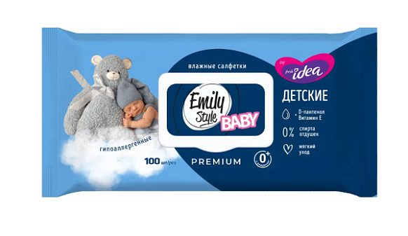 Салфетки влажные детские, гипоаллергенные " Fresh idea" 100 шт в мягкой упаковке с крышкой