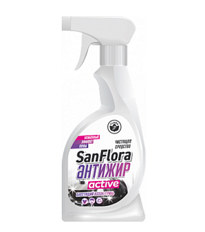 Средство для плит и посуды SanFlora "Аctive" (Флора) Антижир Жироудалитель 500 мл с триггером