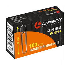 Скрепки  50 мм "Lamark" никелированные, круглые, 100 шт/упак