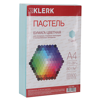 Бумага KLERK формат А-4, плотность 80 г/м2, 500 листов, светло-голубой пастель