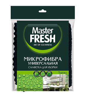 Салфетка из микрофибры 30х30 см "Master FRESH" универсальная 1 шт/уп, плотность 250гр/м2, черная