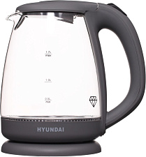 Чайник стекло Hyundai HYK-G1003 объем 1,7 л, мощность 2200Вт, подсветка, цвет серый