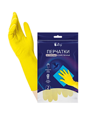 Перчатки латексные хозяйственные желтые Libry размер М (8), вес пары 40гр,  в индивидуальной упаковке, L 31 cм