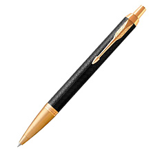 Ручка PARKER IM Premium K323 Black GT М, стержень синий, корпус: латунь/анодированный алюминий/позолота, подарочная коробка