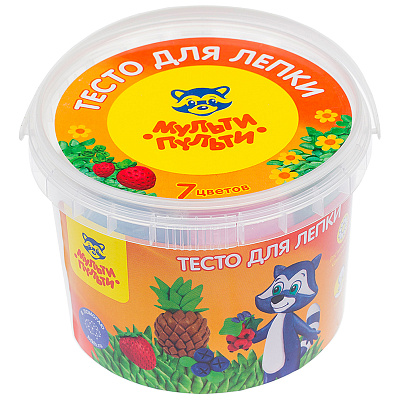 Тесто для лепки 7 цв. по 60гр, общий вес 420 гр. Мульти-Пульти пластиковое ведро