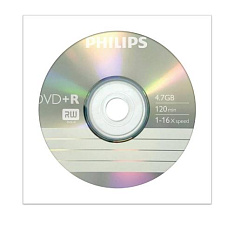 Диск DVD+R 1шт/уп, Philips бумажный конверт, 4.7ГБ, 16х