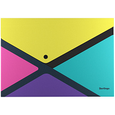 Папка на кнопке Berlingo "xProject. Color Block" пластиковая, А4, плотность 300 мкр, рисунок, рифленая не видно отпечатков пальцев и мелких царапин.
