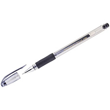 Ручка гелевая CROWN HI-Jell Needle Grip черный стержень, 0,7 мм, прозрачный корпус, резиновая манжетка