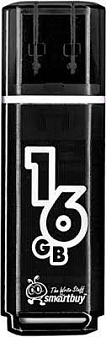 Флеш-носитель SmartBuy "Glossy" 16Gb , оснащённым USB-портом, цвет черный