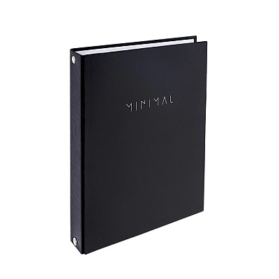 Тетрадь 120 листов А5 в клетку на кольцах,BRAUBERG "Minimal black", обложка из твёрдого картона, цвет черный